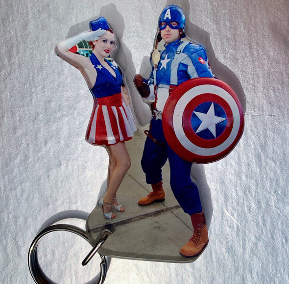 Mr. and Mrs. Captain America Keychain